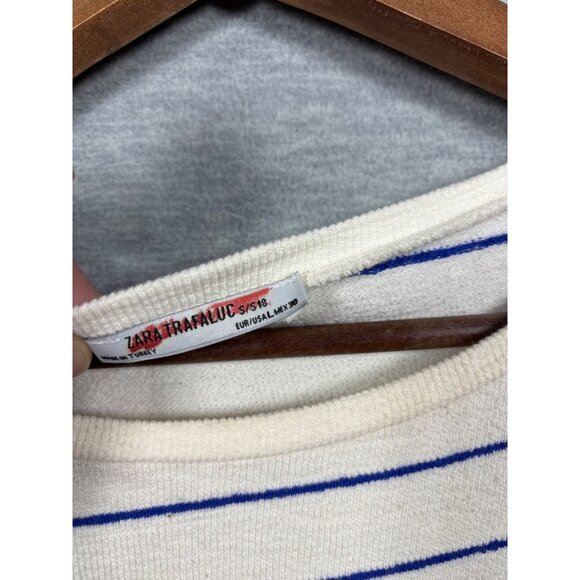 Zara Trafaluc Shirt L Striped Long Sleeve Top Tassels Boho‎ - Picture 2 of 4